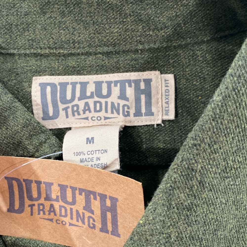 Duluth Relaxed Fit light Flannel shirt. Size M reg. Loden color.